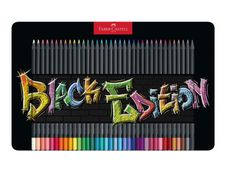 Faber Castell Black Edition - 36 Crayons de couleur - couleurs brillantes assorties - boîte métal