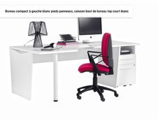 Bureau compact 90° à droite YES ! - 160 cm - Pieds panneaux fixes - Blanc