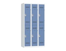 Vestiaire multicases - 3 colonnes - 6 portes - 180 x 90 x 50 cm - gris/bleu