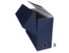 Exacompta - 5 Boîtes de transfert - dos 120 mm - toile bleu foncé