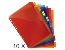 Exacompta - Pack de 10 pochettes intercalaires 8 positions - A4 Maxi - onglets personnalisables