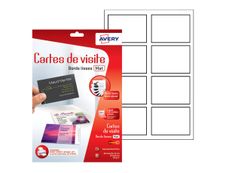 Avery - Papier pour 80 cartes de visite à bords lisses 85 x 54 mm - 260 g/m² - impression jet d'encre - 10 feuilles