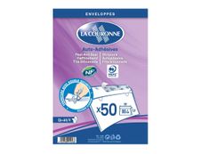 La Couronne - 50 Enveloppes C6 114 x 162 mm - 80 gr - blanc - sans fenêtre - bande auto-adhésive