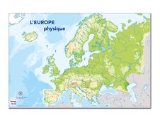 Bouchut - Carte muette effaçable - L'Europe Physique - 80 x 120 cm