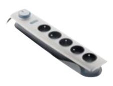 otio - Multiprise parafoudre 5 prises avec interrupteur - argent