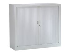 Armoire basse monobloc à rideaux GENERIC - 100 x 120 x 43 cm - gris