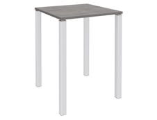 Table Lounge 4 pieds - L80xH105xP80 cm - Pied blanc - plateau imitation chêne gris