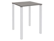 Table Lounge 4 pieds - L80xH105xP80 cm - Pied blanc - plateau imitation chêne gris