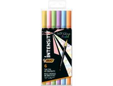 BIC Intensity Dual Tip - 6 Feutres de coloriage double pointe pinceau - couleurs pastels assorties