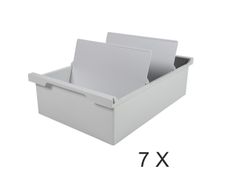 Exacompta - 7 Bacs avec 2 intercalaires pour 1200 fiches A5 - gris lumière