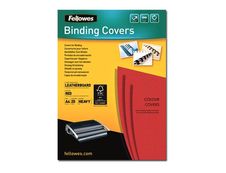 Fellowes - 25 couvertures à reliure A4 (21 x 29,7 cm) - carton grain cuir  250 g/m² - Rouge
