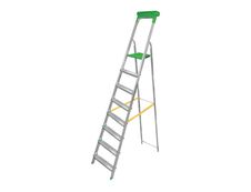 Escabeau - 7 marches - gris et vert