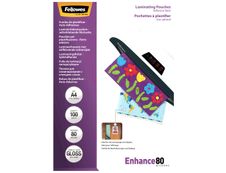 Fellowes - 100 pochettes de plastification A4 (216 x 303 mm) - 80 microns - brillantes dos adhésif