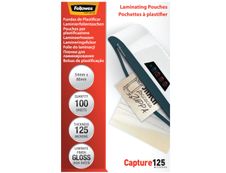 Fellowes - 100 pochettes de plastification (54 x 86 mm) - 125 microns - brillantes 