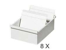 Exacompta - 8 Boîtes à fiches avec 1 intercalaire - A5 - pour 600 cartes - gris lumière