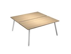 Bureau Bench LEONARDO - L180 x H74 x P168 - Pieds métal blancs - Chêne