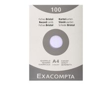 Exacompta - Pack de 100 Fiches bristol - A4 - petits carreaux - blanc