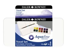 Daler-Rowney Aquafine - Peinture aquarelle 12 1/2 godets - couleurs assorties (set de voyage)