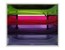 Exacompta Ecobox - Module de classement 4 tiroirs - gris/ arlequin transparent