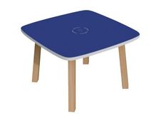 Table basse WOODY - L60 x H40 x P60 cm - plateau bleu