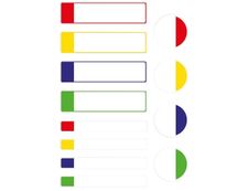 Avery - 24 Étiquettes plastifiées multi-usages blanches avec bordure verte, bleue, jaune et rouge - 63 x 16 / 63 x 8 / Ø 25 mm