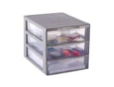 Fast Orgamix - Bac de rangement 3 tiroirs A6 - transparent/argent