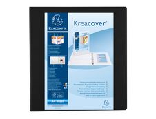 Exacompta Kreacover - Classeur à anneaux personnalisable - Dos 86 mm - A4 Maxi - noir - 3 pochettes extérieures