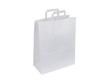 50 Sacs cadeau kraft - poignées plates - 18 cm x 8 cm x 22 cm - blanc