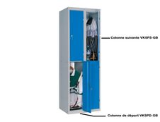 Vestiaire 2 casiers (à monter) - colonne suivante - H180 x L30 x P50 cm - gris/bleu