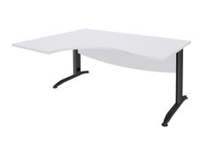 Bureau compact à gauche IDRA - L160 cm - Pieds anthracite - plateau Blanc perle (Pieds de renfort obligatoire à rajouter - non inclus)