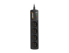 INFOSEC S4 Black Line II - Multiprise parafoudre 4 prises - parasurtenseur 2500 W
