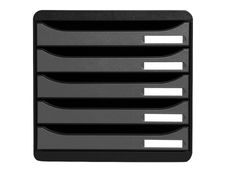 Exacompta BigBox Plus - Module de classement 5 tiroirs - noir/argent