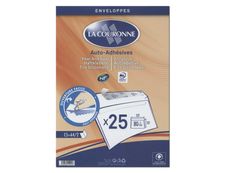 La Couronne - 25 Pochettes Enveloppes C5 162 x 229 mm - 90 gr - blanc - sans fenêtre - bande auto-adhésive
