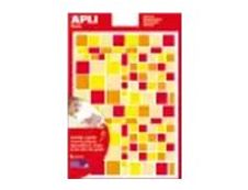 Apli - 6 feuilles gommettes carrées - orange/rouge