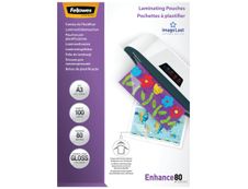 Fellowes - 100 pochettes de plastification A3 (303 x 426 mm) - 80 microns - brillantes 