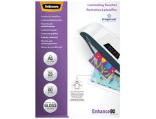 Fellowes - 25 pochettes de plastification A5 (154 x 216 mm) - 80 microns - brillantes 