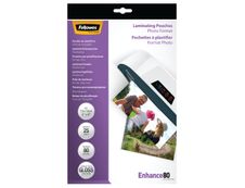 Fellowes - 25 pochettes de plastification photo (108 x 159 mm) - 80 microns - brillantes 