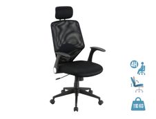 Fauteuil de bureau GALLEON - accoudoirs rabattables - appuie-tête réglable - noir