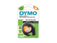 Dymo LetraTag - Ruban d'étiquettes textile auto-adhésives - (12 mm x 2 m) - fond blanc écriture noire