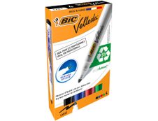 BIC VELLEDA 1701 - Pack de 4 marqueurs effaçables - pointe ogive - couleurs assorties