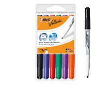 BIC VELLEDA 1741 - Pack de 6 marqueurs effaçables - pointe ogive - couleurs assorties