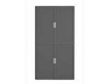 Armoire haute à rideaux EASY OFFICE - 110 x 204 x 41,5 cm - Corps et rideaux anthracite - Poignée grise