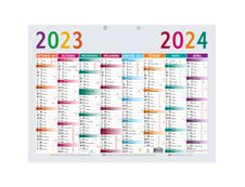 Calendrier Multicolore 55 x 40,5 cm - 16 mois  - Exacompta