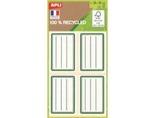 Apli Agipa - 32 Étiquettes scolaires 100% recyclées cadre et lignes verts - 36 x 56 mm - réf 101343