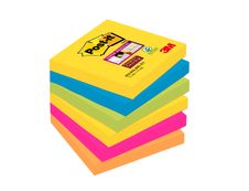 Post-it - 6 Blocs notes de 90 feuilles Super Sticky Rio - couleurs vives assorties - 76 x 76 mm