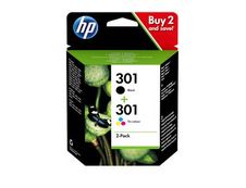 HP 301 - Pack de 2 - noir, cyan, magenta, jaune - cartouche d'encre originale