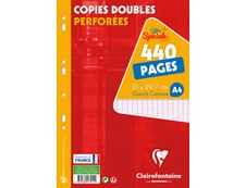 Clairefontaine - 440 copies doubles A4 - grands carreaux (Seyes) - perforées