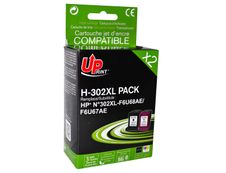 Cartouche compatible HP 302XL - pack de 2 - noir, cyan, magenta, jaune - Uprint