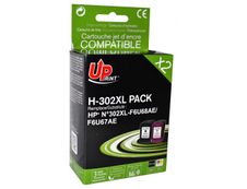 Cartouche compatible HP 302XL - pack de 2 - noir, cyan, magenta, jaune - UPrint H.302XL 