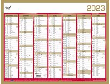 Quo Vadis - Calendrier bancaire 7 mois par face - 33 x 43 cm - or